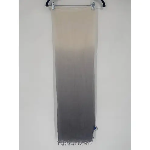 Richard Grand Cashmere Silk Ombre Scarf Wrap Ivory Grey Made in Italy Gray