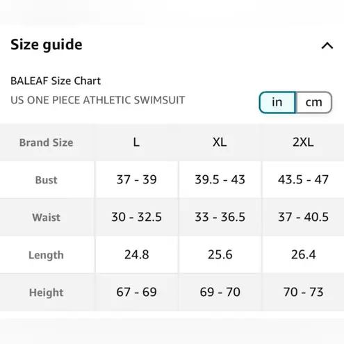 Baleaf NWT Women's Racerback Athletic One Piece Bathing Suit SIZE:38/XXL