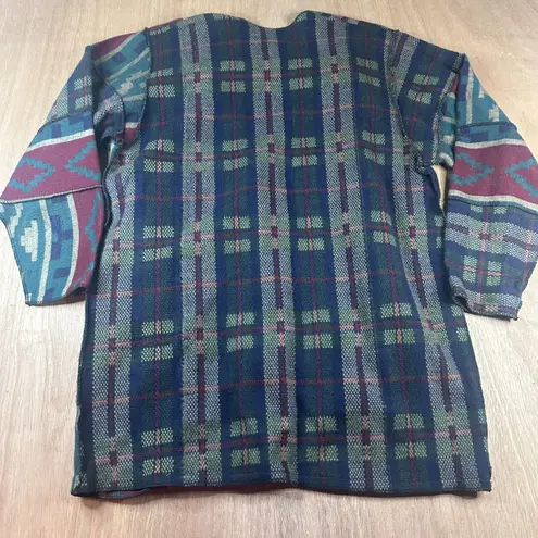 Vintage 90s Effect Creazioni Sweater Jacket Korea Geometric Plaid Knit S
