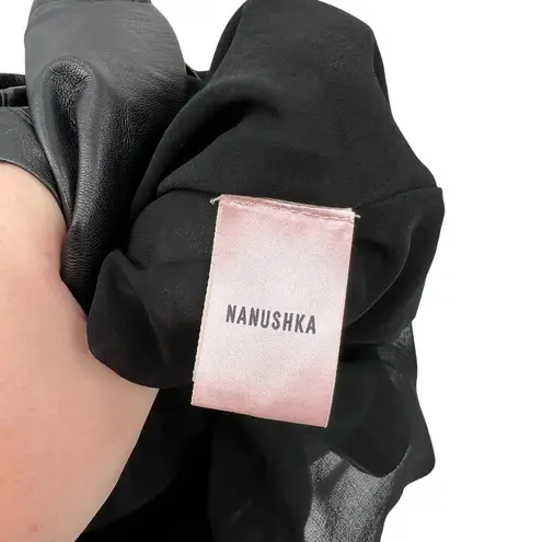Nanushka Roberta Black Faux Leather Mini Shirt Dress Western Size Medium