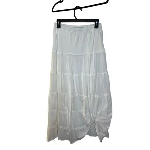 Mountain Lake Women's White Tiered Maxi Skirt Size S Bohemian, Ruffle Standard