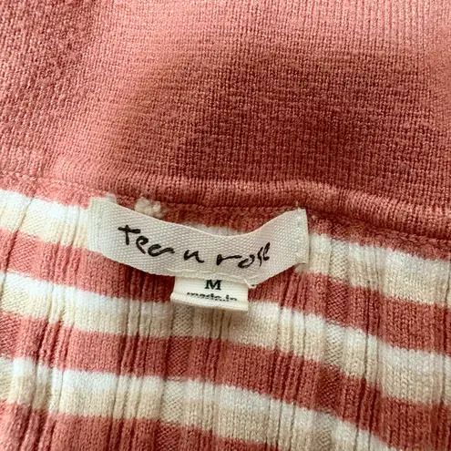Tea N Rose Striped Ribbed Long Sleeve Polo Sweater