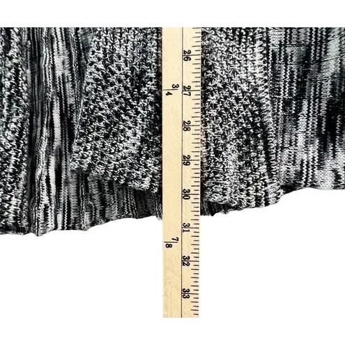 Ny Collection Cardigan Women XL Black White Tunic Knit Sweater Open Front Layers