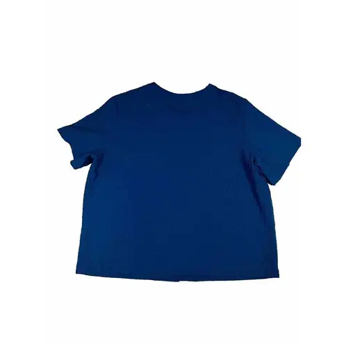 Orvis Top Womens Size L Black Short Sleeve Button up Rayon Blend Crinkle Pucker