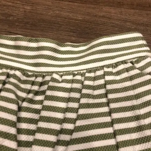 Pins & Needles Full Pleated Mini Skirt Pockets Ivory Green 2 Unlined Stripes Zip