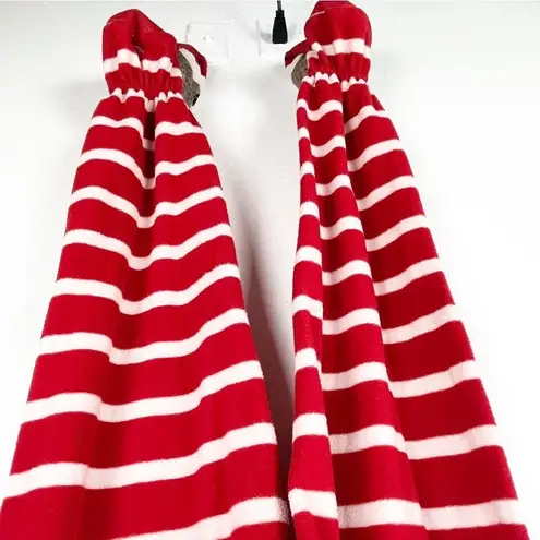 Nick & Nora Red Striped Front Zipper Foot Enclosure Long Sleeves Pajamas Small