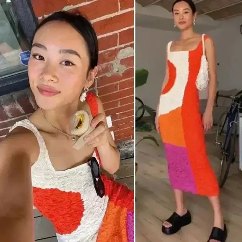 Mara Hoffman NWOT Pomelo Sloane Dress Red Multicolor Size XS