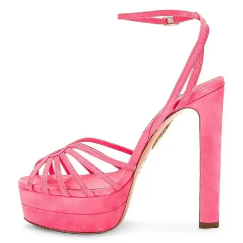 Aquazzura 130mm Flow Plateau Sandals Watermelon 38.5 With Box Pink High Heels Size 7.5