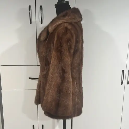 Real mink fur jacket . Size XS Brown