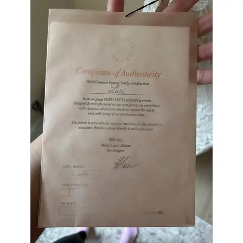 NEW NWT Maria Lucia Hohan Strapless Asymmetric Cotton Guipure Lace Midi Dress 8 Tan