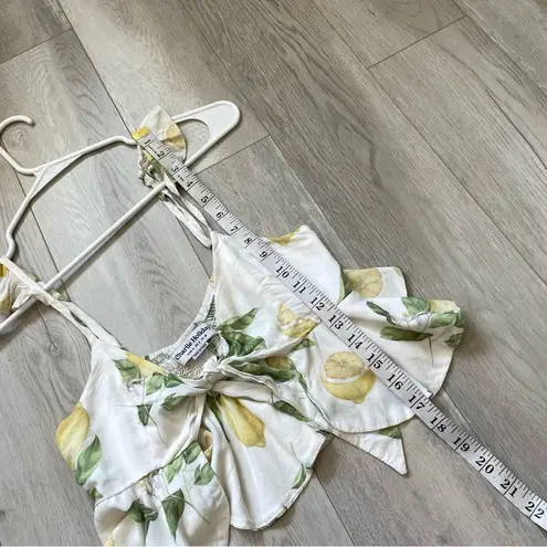 Charlie Holiday Tank Top lemon print open tie front womens White (size 4) summer