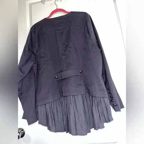 Torrid Cotton GrungeSailor Button Twill Peplum Hem Georgette Fabric Layer Jacket