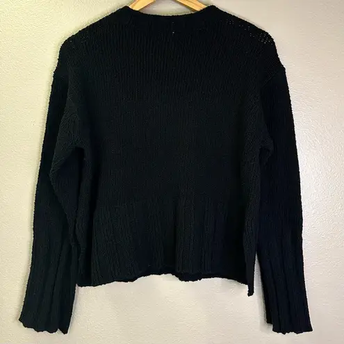 J.Crew NWT  Marina Sweater in Textured Cotton Blend Black Chunky Knit