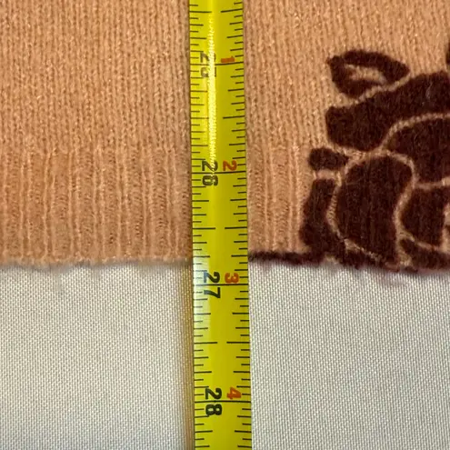 Elle Women's XXL Peach Rose Print Long Sleeve Sweater Cozy Knit Pullover Top