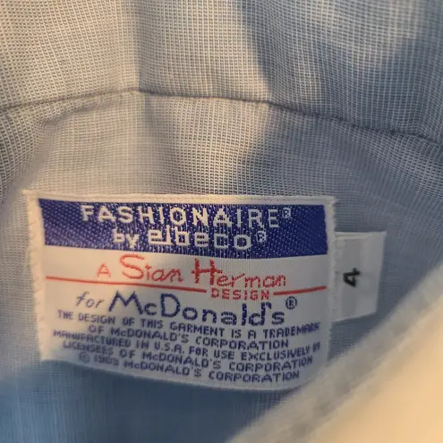 Vintage McDonald's Women's Uniform Button Down Shirt By Stan Herman 1983 Size 4 Blue