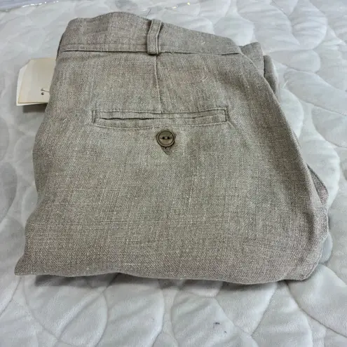 Karen Kane NWT Womens Size 16 Beige 100% Linen Pleated High Waist Shorts Vintage