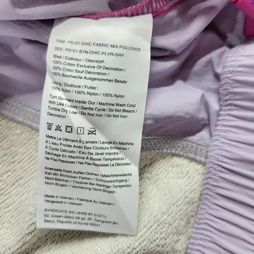 Peloton Chic Fabric Mix Pullover Sweatshirt Size M Gray Pink Cropped PS121 NEW