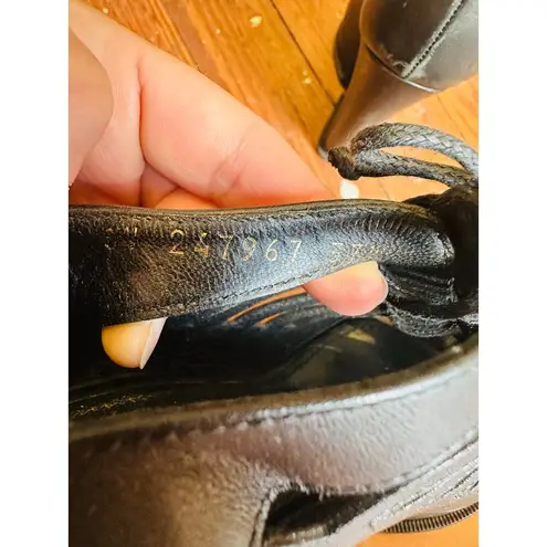 YSL Women's Black Hortense Leather Lace