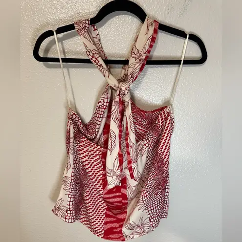 Banana Republic  RED SUNSET TIE HALTER scarf TOP SIZE SMALL