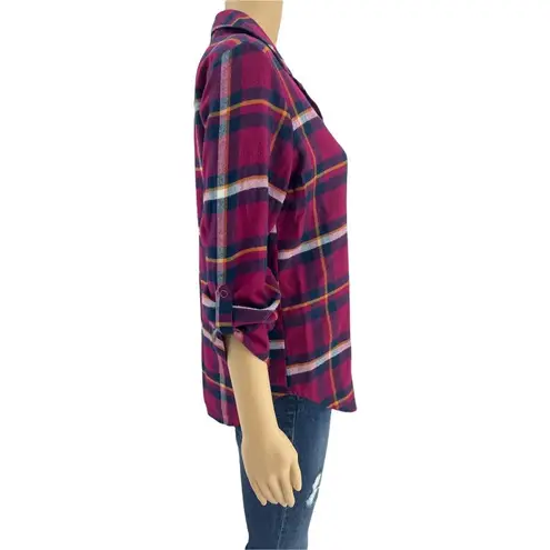 Make + Model Size SMALL Pink Purple Plaid Night Night Snap Button Up Shirt - Image 4