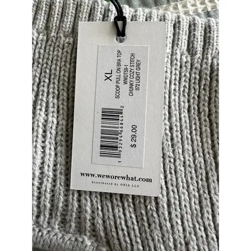 We Wore What New Scoop Pull On Bra Top Chunky Cozy Stitch Light Gray XL NWT