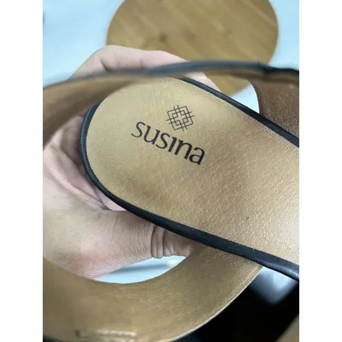 Susina Women's Black Gladiator Ankle Strap Terra Wedge Sandal 9