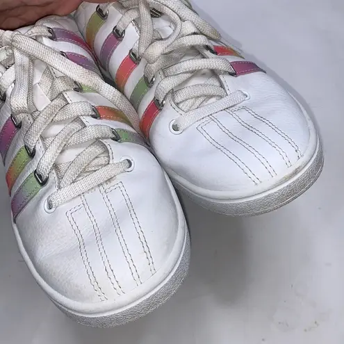 K-Swiss women’s Court Pro Ii Sneaker White Pastel Rainbow Tennis Shoe S-139 Sz 8