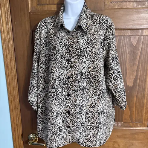 White Stag Women's 2X (18W/20W) Animal Print Jacket And Tank 2 Piece Top