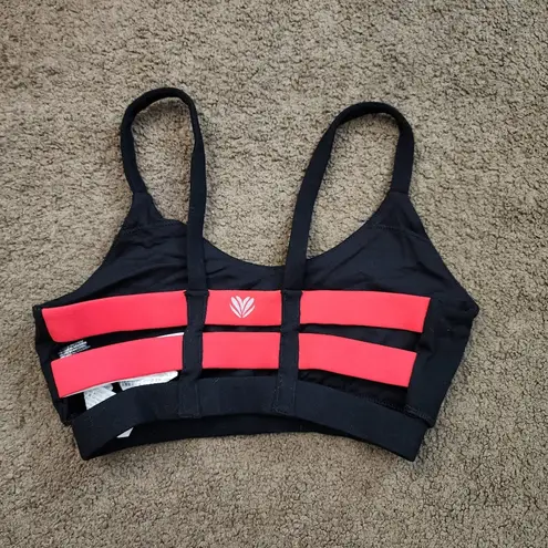 Forever 21 Black/Orange Cage Back Sports Bra, Women's XS