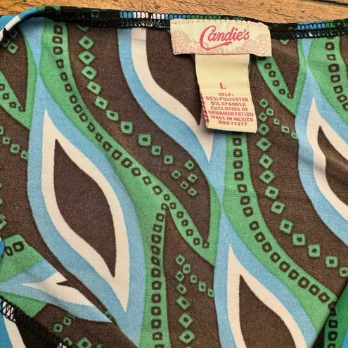 Candie's ‎ Green Brown Pattern womens tops large