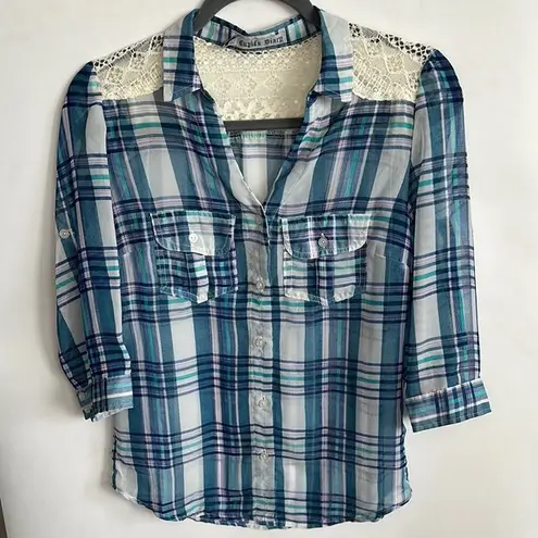 Cupid’s Diary Blue and White Button Down Shirt