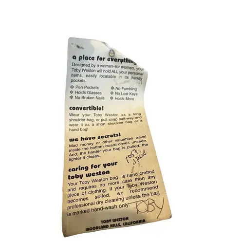 NWT, Vintage Toby Weston Hand Crafted 3D Floral Pattern Fabric Bag