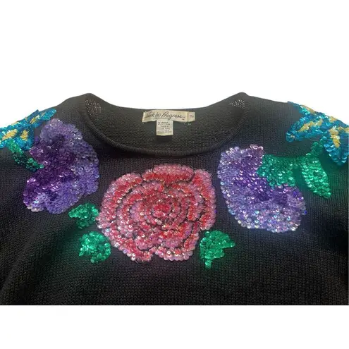 Retro vintage 90’s sequin sweater from Work in Progress sz 18/20 Black