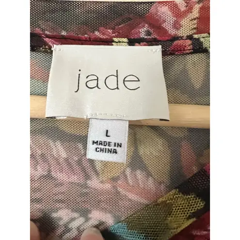 Johnny Was jade Long Sleeved Tiered Midi Dress Black Floral Mesh Large Slip