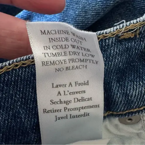 Frank & Eileen Cork Everyday Straight Leg Jeans Raw Hem in Antique Blue Size 25