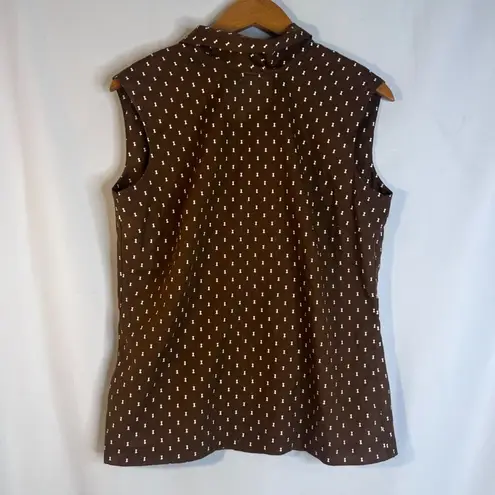 Koret of California Brown with Bows Button Front Tank Blouse Size Medium