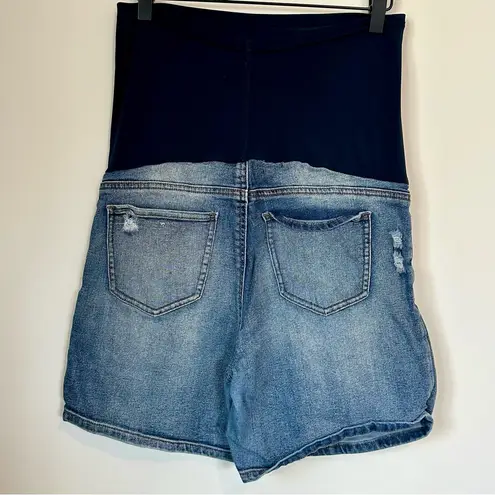 Gemma Rae Baby On Board Blue Denim Maternity Jean Shorts