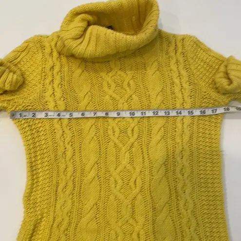 LRL Lauren Jeans Co. Bright Yellow Chunky Cable Knit Turtleneck Sweater Sz Sm