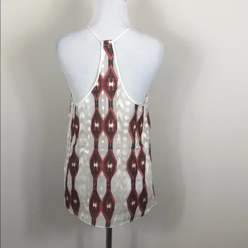Line and Dot Top Sheer Silk Tribal Racerback Tank