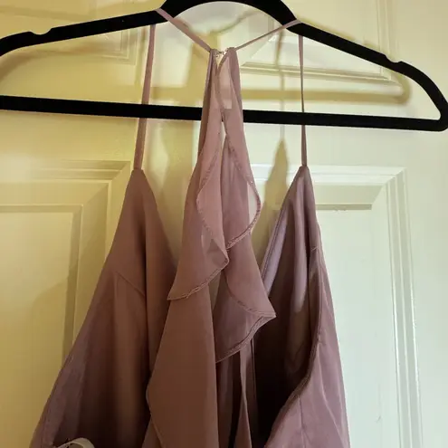 NWT RUFFLED STRAP CUTOUT WRAP MAXI DRESS IN DUSTY ROSE, 10