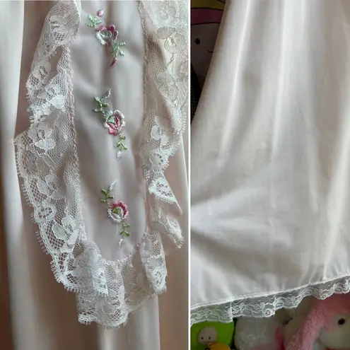 Vintage shadow line floral lace light pink dainty nightgown dress Size M