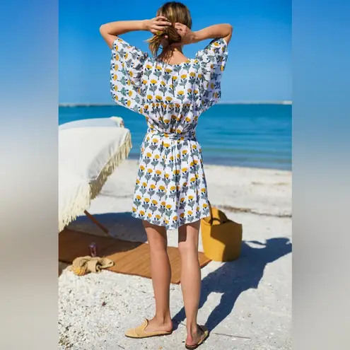 EMERSON FRY Basalie Mini Dress, Big Marigolds White Organic, XS