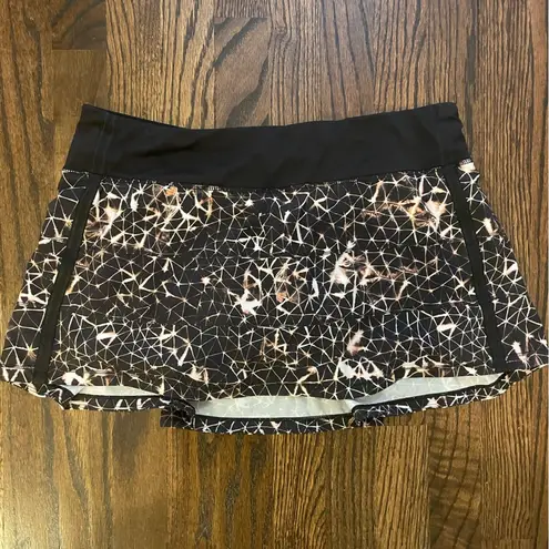 Lululemon  Pace Rival II Tennis Skirt Running Skort Black Print Geometric Pattern