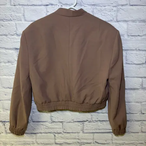 ZARA  Dusty Mauve CROPPED MAXI BOMBER JACKET WITH POCKETS Medium Wool Blend