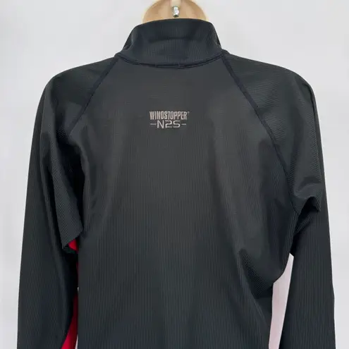 Marmot Windstopper N2S 1/4 Zip Pullover Top Womens Large Black Red Polyester