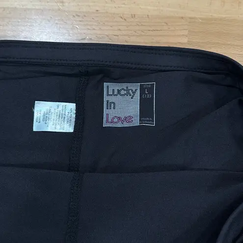 Lucky in Love Square Are You Diamond Grid Pleated Skirt Women Black Large 12