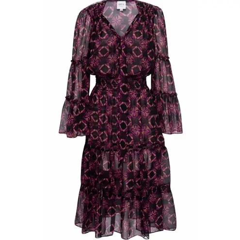 MISA Los Angeles NWT Celeste Shibori Prism Multicolor Midi Dress Size XS