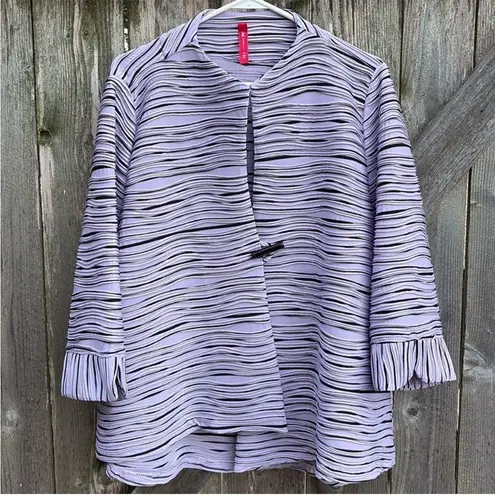 EUC IC by Connie K Ribbed Wave Stripe Jacket Top Lavender Black Size 1X