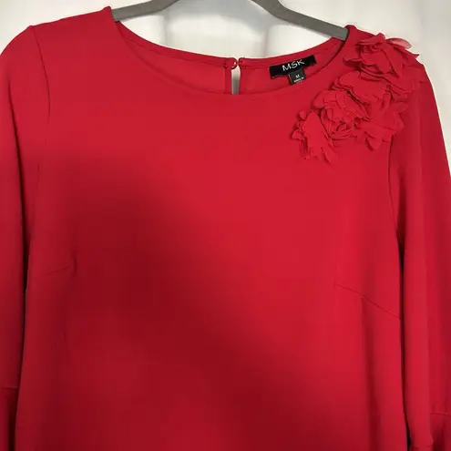 MSK Women's Size Medium Red Bell Sleeve Dress Flowy Party Holiday Evening