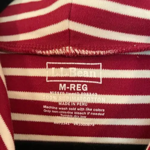 L.L.Bean  red striped cowl neck pullover medium